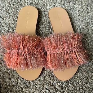 Loeffler Randall Sandals with Pink Fringes